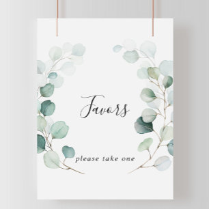 Summer Green Eucalyptus Foliage Favors Sign