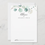 Summer Green Eucalyptus Foliage Wedding Advice Card<br><div class="desc">This summer green eucalyptus foliage wedding advice card is perfect for a simple wedding. The design features beautiful hand-painted watercolor green eucalyptus leaves, inspiring natural charm. These cards are perfect for a wedding, bridal shower, baby shower, graduation party & more. Personalize the cards with the names of the bride and...</div>