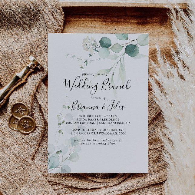 Summer Green Eucalyptus Foliage Wedding Brunch Invitation (Creator Uploaded)