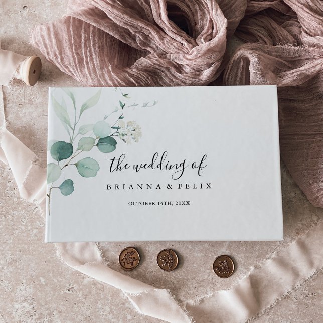 Summer Green Eucalyptus Foliage Wedding Guest Book (Creator Uploaded)