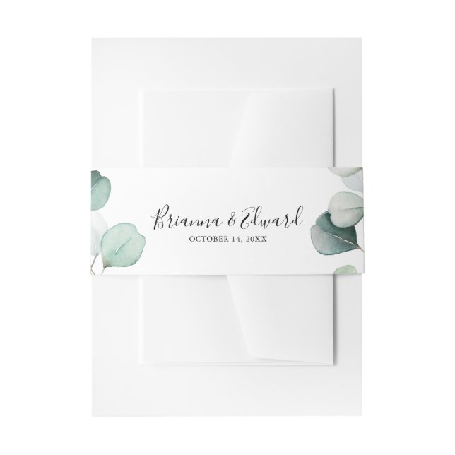 Summer Green Eucalyptus Foliage Wedding Invitation Invitation Belly Band (Front Example)