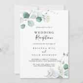 Summer Green Eucalyptus Foliage Wedding Reception Invitation (Front)