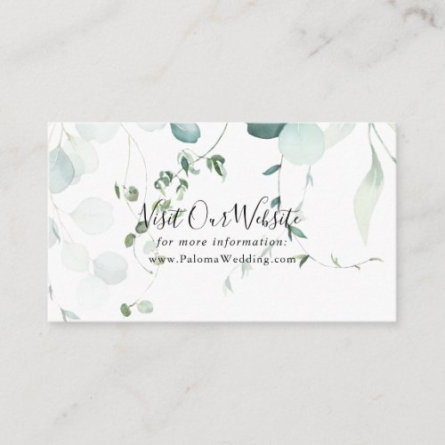 Summer Green Eucalyptus Foliage Wedding Website Enclosure Card