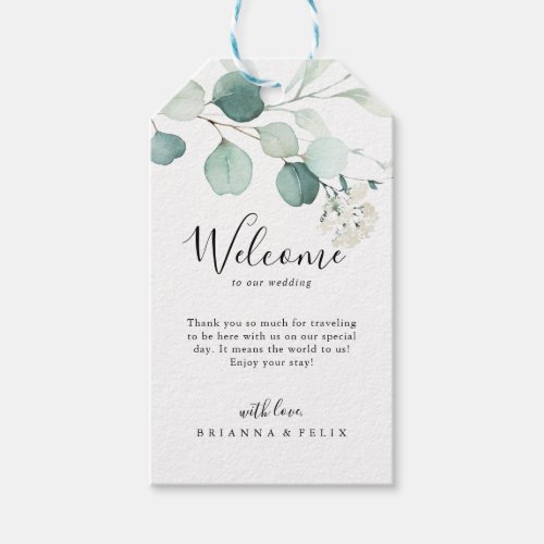 Summer Green Eucalyptus Foliage Wedding Welcome Gift Tags