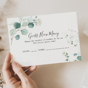 Summer Green Eucalyptus Guess How Many Game Card