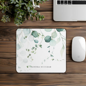 Summer Green Eucalyptus Leaf Personalized Simple Mouse Pad