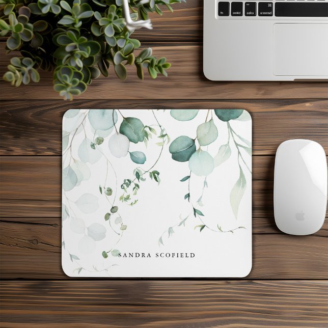 Summer Green Eucalyptus Leaf Personalized Simple Mouse Pad (Creator Uploaded)