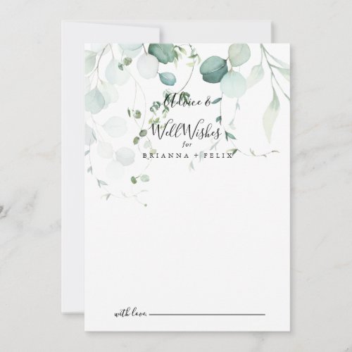 Summer Green Eucalyptus Leaf Wedding Well Wishes Advice Card