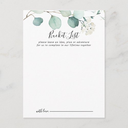 Summer Green Eucalyptus Wedding Bucket List Cards