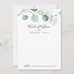 Summer Green Eucalyptus Wedding Words of Wisdom Advice Card<br><div class="desc">This summer green eucalyptus wedding words of wisdom advice card is perfect for a modern wedding. The design features beautiful hand-painted watercolor green eucalyptus leaves, inspiring natural charm. These cards are perfect for a wedding, bridal shower, baby shower, graduation party & more. Personalize the cards with the names of the...</div>