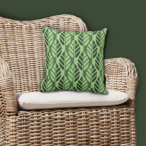 Summer Green Leaves Repeat Pattern Throw Pillow
