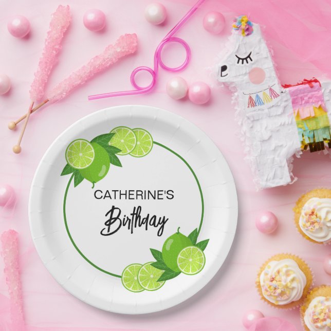 Summer Green Lime Citrus Birthday  Paper Plates (Party)