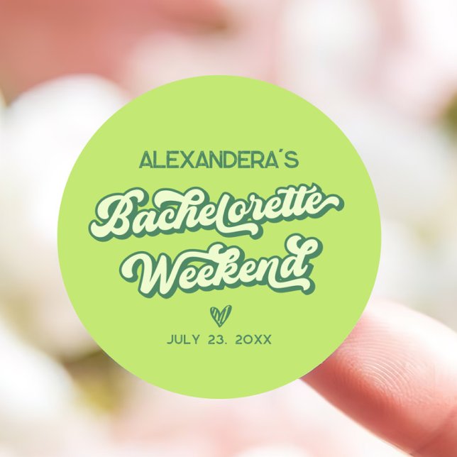 Summer Green Pool Party Bachelorette Favor Classic Round Sticker (Creator Uploaded)