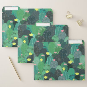 Summer Green Teal Cactus Gold dots Cute Design File Folder