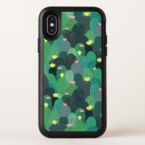 Summer Green Teal Cactus Gold dots Cute Design OtterBox Symmetry iPhone X Case