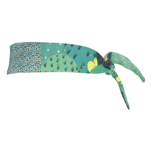 Summer Green Teal Cactus Gold dots Cute Design Tie Headband
