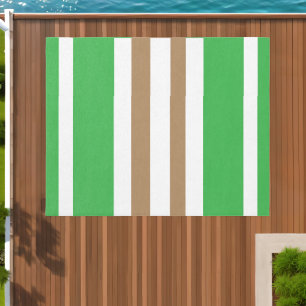Summer Green White Broad Stripes Outdoor Rug