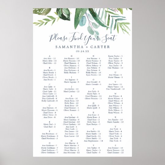 Zazzle Seating Chart