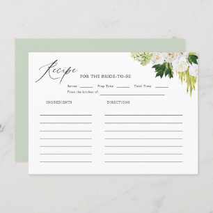 Summer Greenery Bridal Shower Recipe Enclosure Card