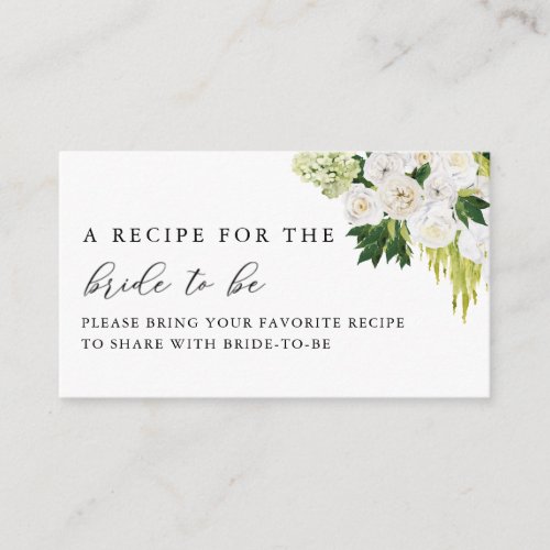Summer Greenery Bridal Shower Share A Recipe Enclosure Card