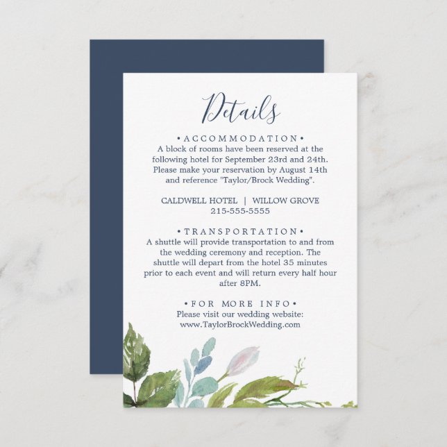 Summer Greenery Details Enclosure Card (Front/Back)