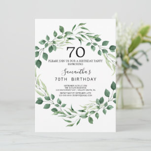 Summer Greenery Diamond Wreath 70th Birthday Invitation
