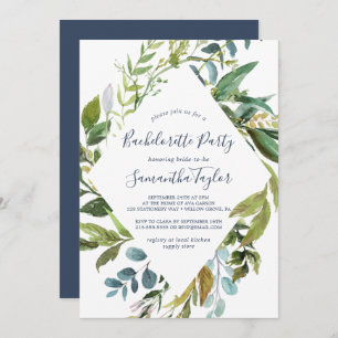 Summer Greenery Diamond Wreath Bachelorette Party Invitation