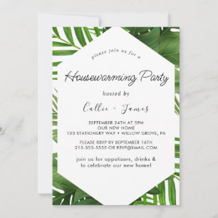Summer Greenery Diamond Wreath Housewarming Party  Invitation