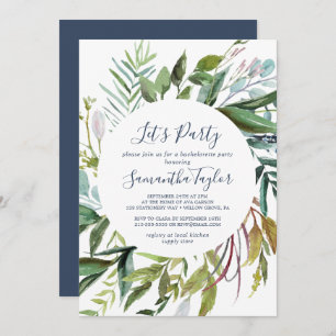 Summer Greenery Diamond Wreath Let's Party Invitation
