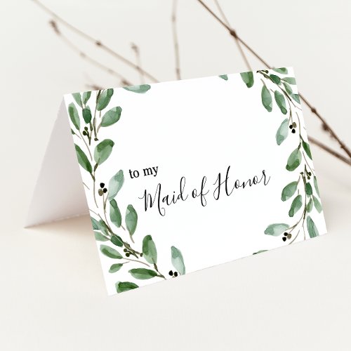 Summer Greenery Eucalyptus Maid of Honor Thank You