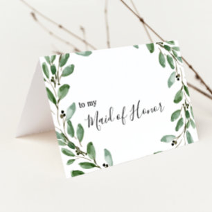 Summer Greenery Eucalyptus Maid of Honor Thank You Card