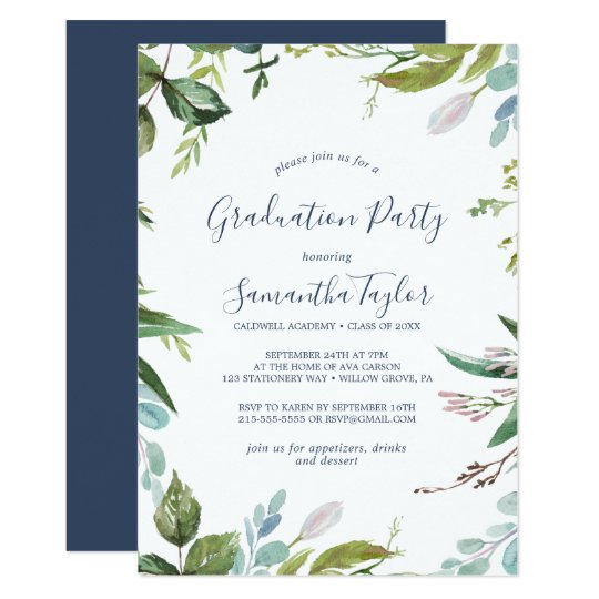 Summer Greenery Graduation Party Invitation | Zazzle.com