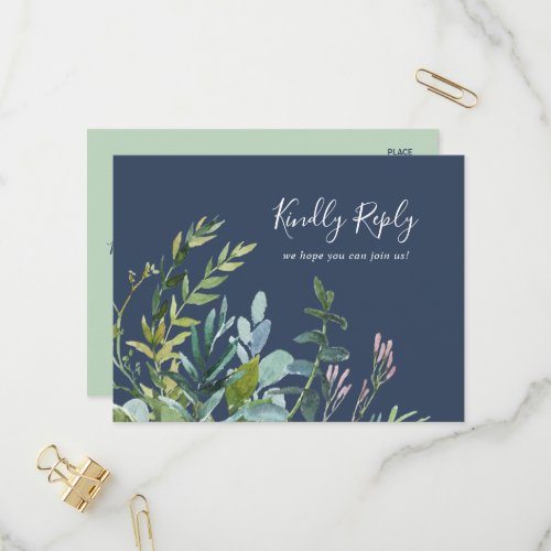 Summer Greenery  Navy Song Request RSVP Postcard