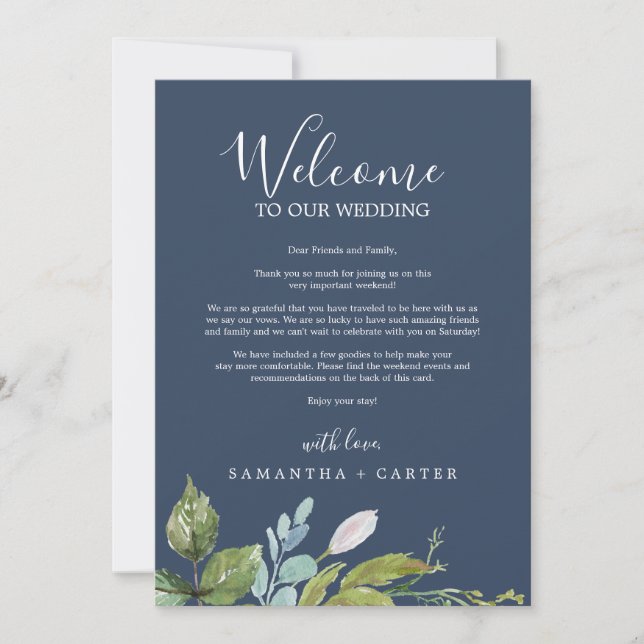 Summer Greenery | Navy Welcome Letter & Itinerary (Front)