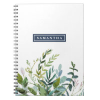 Summer Greenery Personalized Spiral Notebook