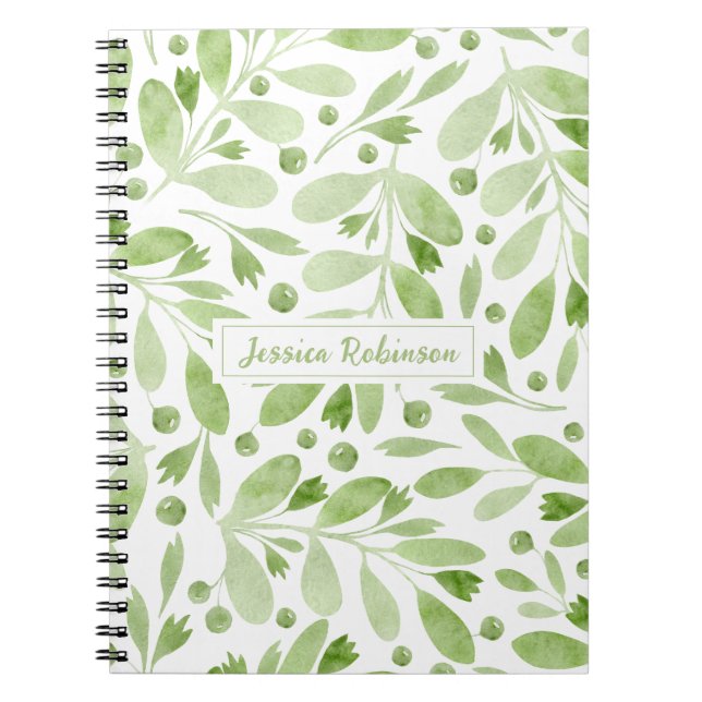 Summer Greenery Personalized Spiral Notebook (Front)