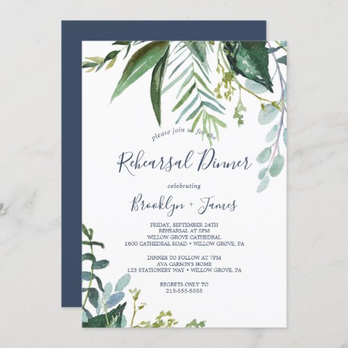 Summer Greenery Rehearsal Dinner Invitation