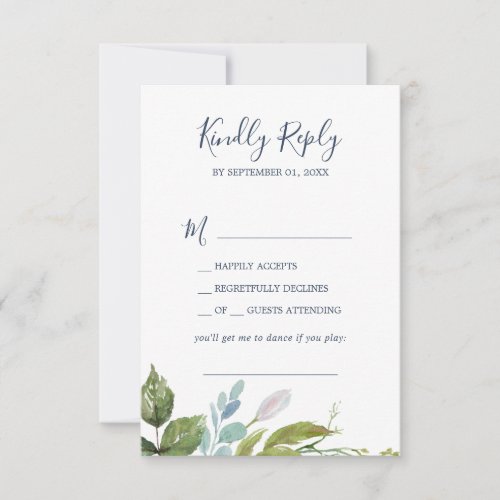 Summer Greenery Song Request RSVP Card