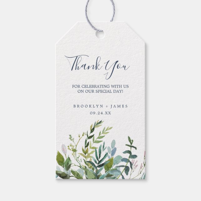 Summer Greenery Thank You Favor Gift Tags (Front)