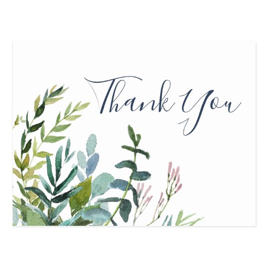 Summer Greenery Thank You Postcard | Zazzle.com