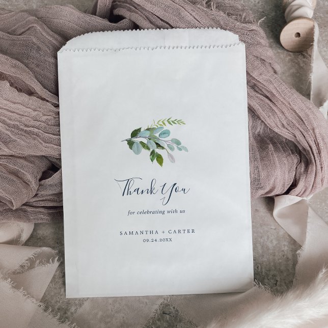 Summer Greenery Thank You Wedding Favor Bag (Creator Uploaded)