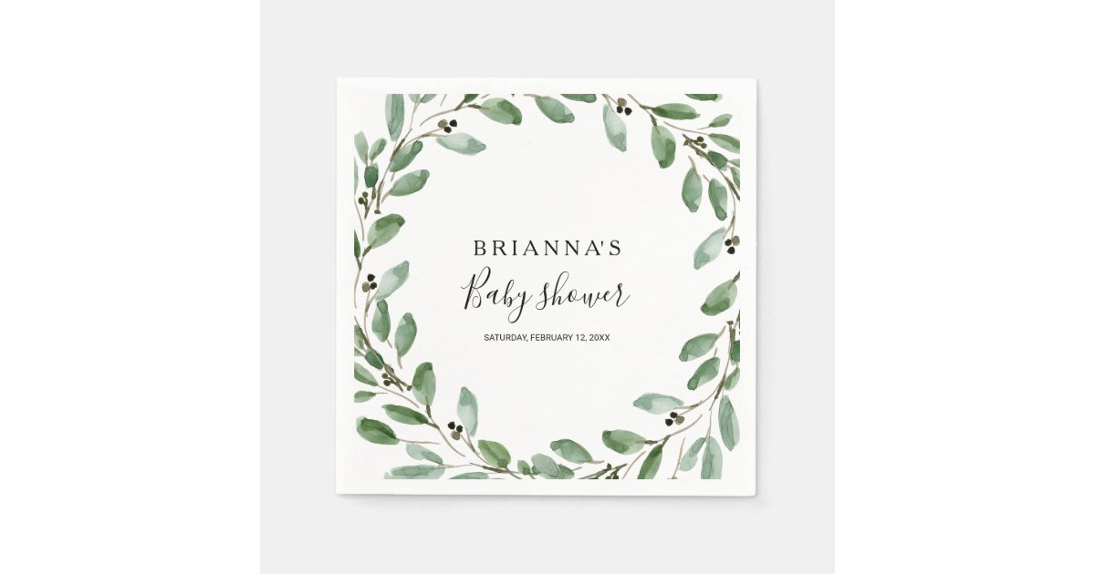 Summer Greenery Tropical Eucalyptus Baby Shower Napkins Zazzle