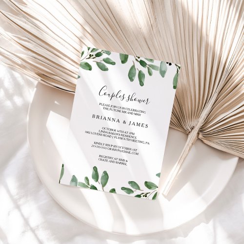 Summer Greenery Tropical Eucalyptus Couples Shower Invitation