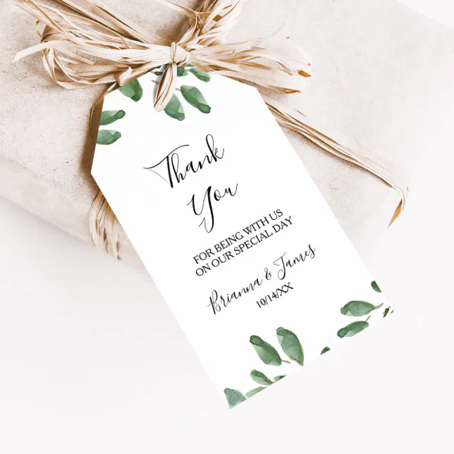 Summer Greenery Tropical Eucalyptus Thank You Gift Tags Zazzle