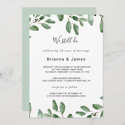 Summer Greenery Tropical Eucalyptus Vow Renewal Invitation