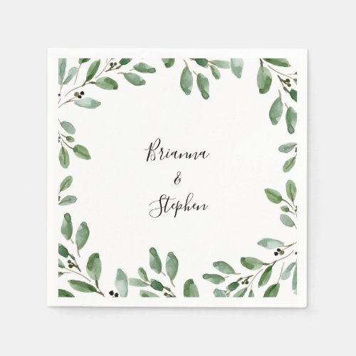 Summer Greenery Tropical Eucalyptus Wedding Napkin