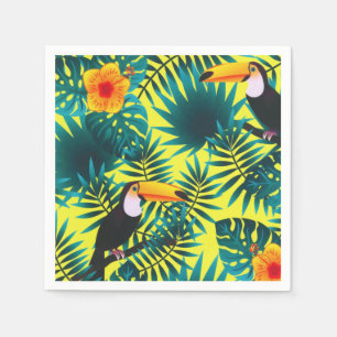 Summer Greenery Tropical Toucan Jungle Foliage  Napkins