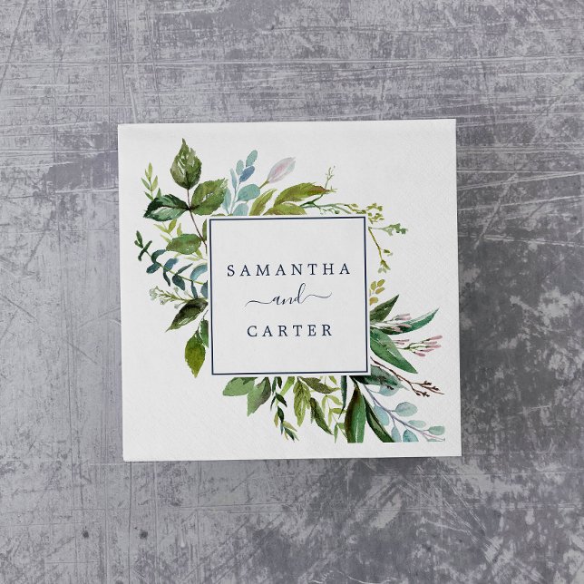 Summer Greenery Wedding Napkins (Creator Uploaded)