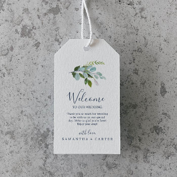 Summer Greenery Wedding Welcome Gift Tags by FreshAndYummy at Zazzle