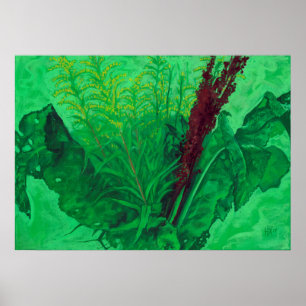 Summer Greenery Wildflowers Floral Art Painting Poster